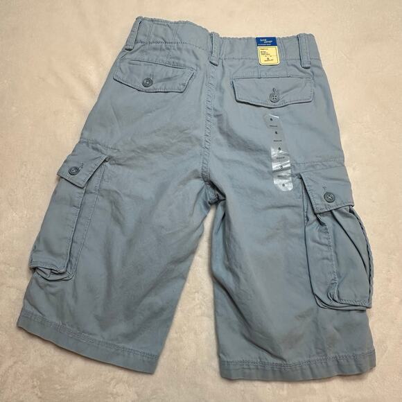 NEW Gap Kids Blue Cargo Shorts sz 8 Mid-Rise Relaxed Fit Longer Length Shorts - Picture 3 of 8